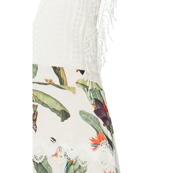 PatBo NWT Tropical Print Lace Trim Maxi Dress - Picture 3 of 12